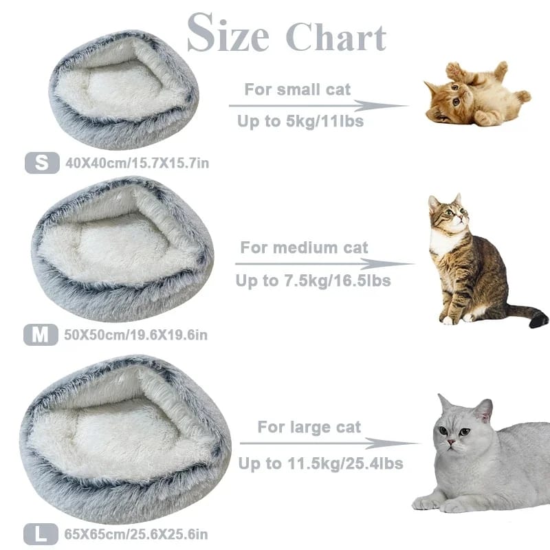 2 in1 Soft Plush Pet Bed House with Cover for Small Dogs & Cats