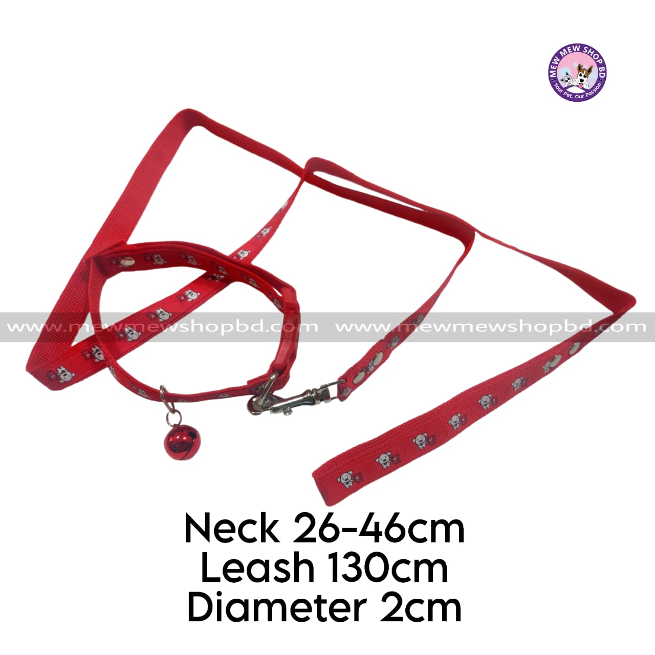 Mixed Doll Printed Pet Dog & Puppy Collar With Leash