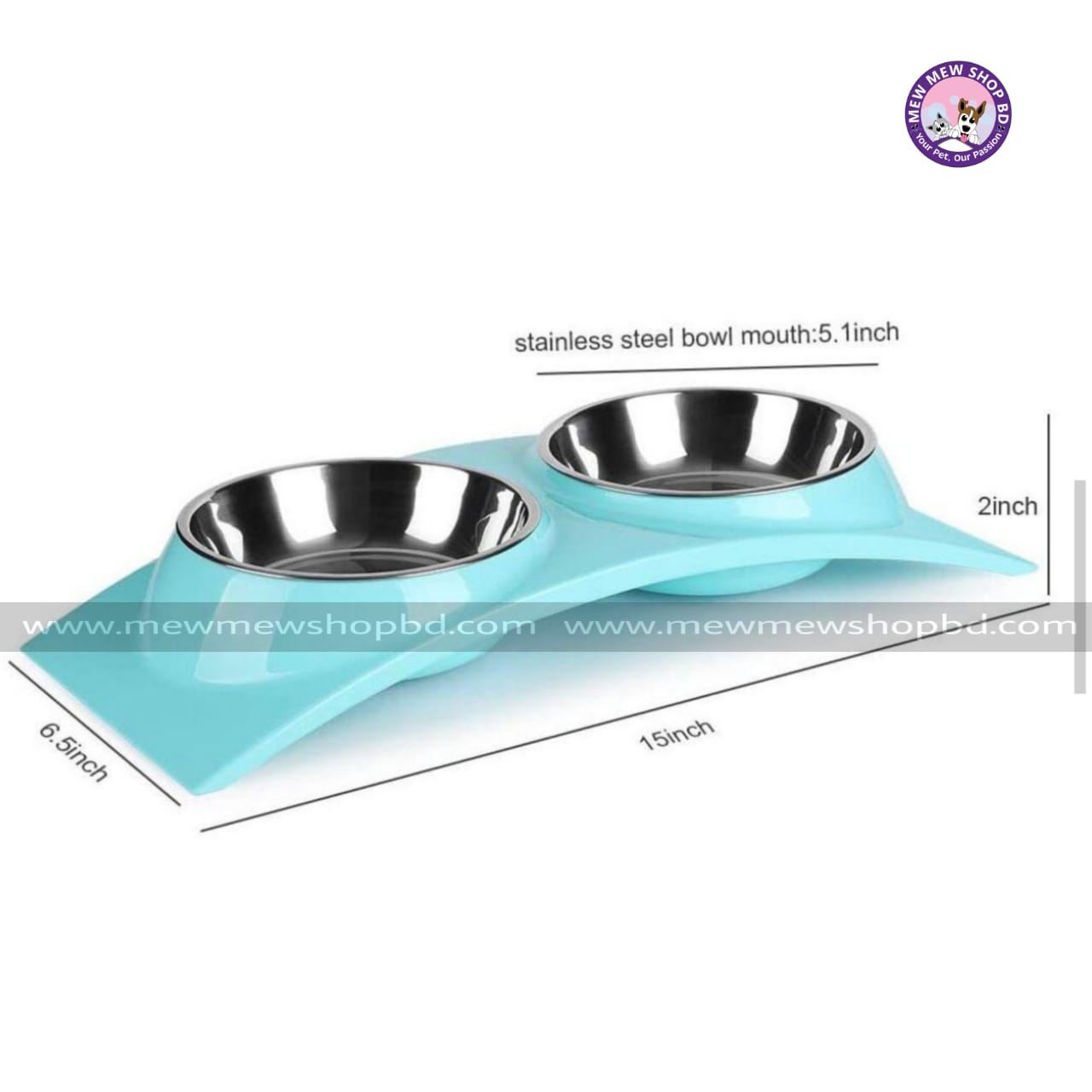 Curve Shape Double Pet Food Bowls for Dogs and Cats