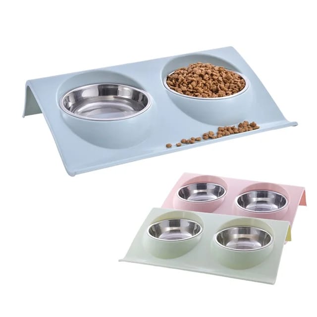 Generic Double Pet Food Bowls for Dogs and Cats
