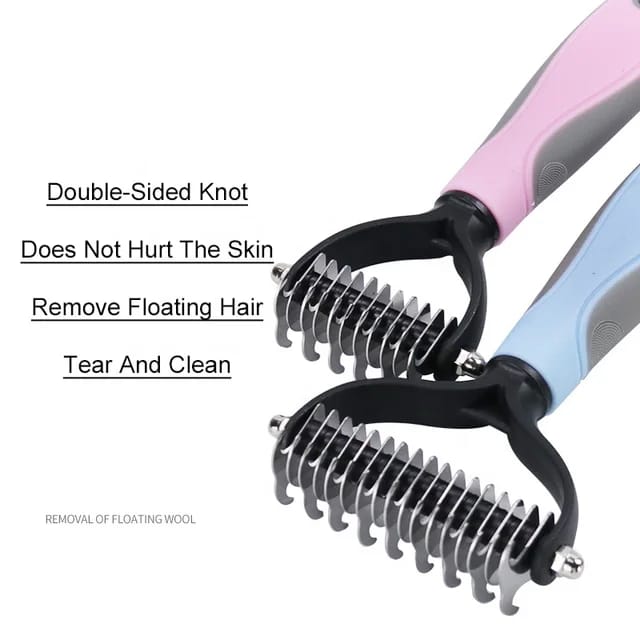 Double Sided Deshedding Grooming Brush for Pet Cat & Dog