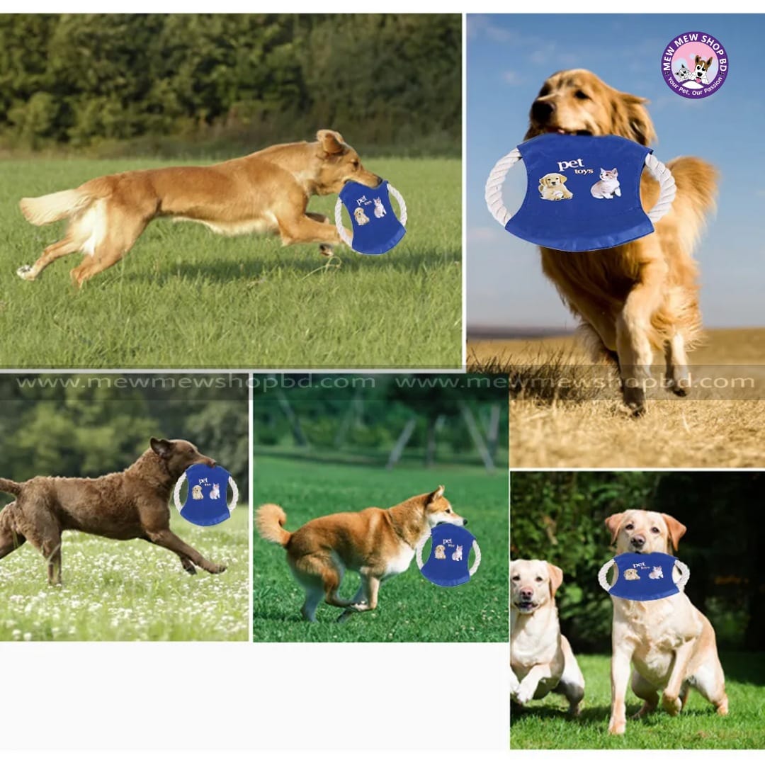 Durable Dog Outdoor Training Flying Saucer/ Frisbee Toy with Chewing Cotton Rope