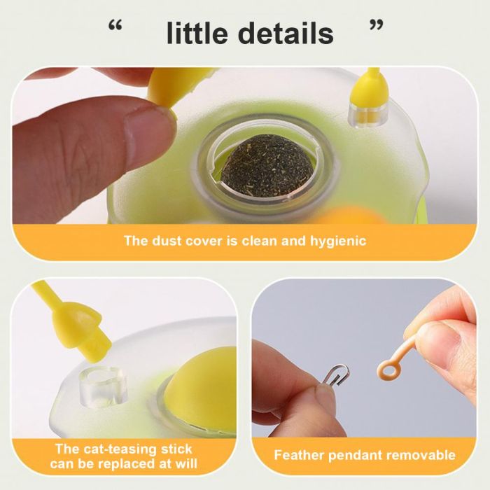 360 Degree Rotating Cat Tumbler Toy with Bell, Feather & Catnip