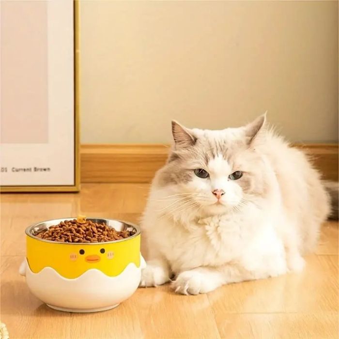 Triple Part Single Pet Cartoon Face Design Food Bowl for Pet Cat & Puppy
