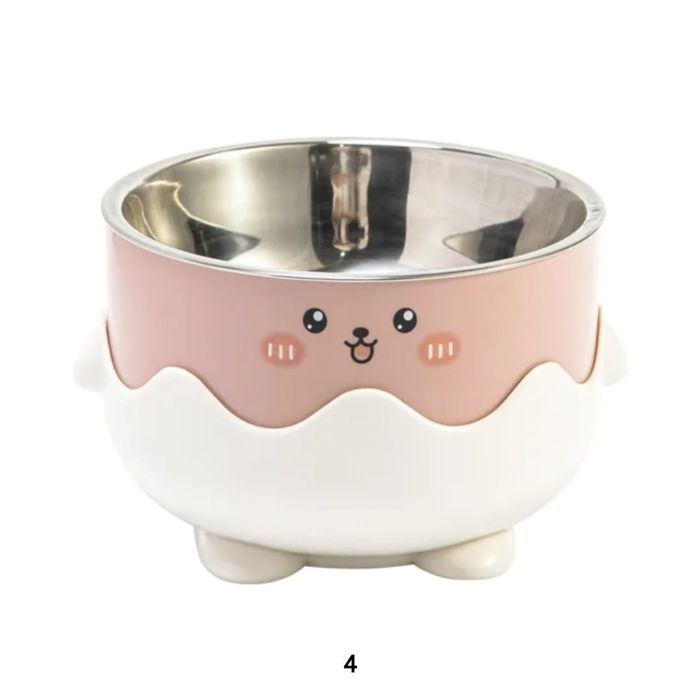 Triple Part Single Pet Cartoon Face Design Food Bowl for Pet Cat & Puppy