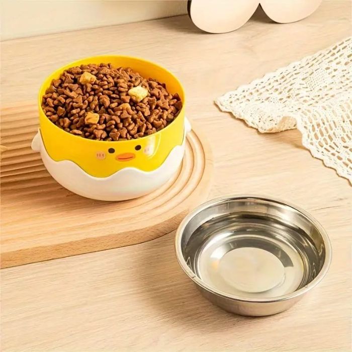 Triple Part Single Pet Cartoon Face Design Food Bowl for Pet Cat & Puppy