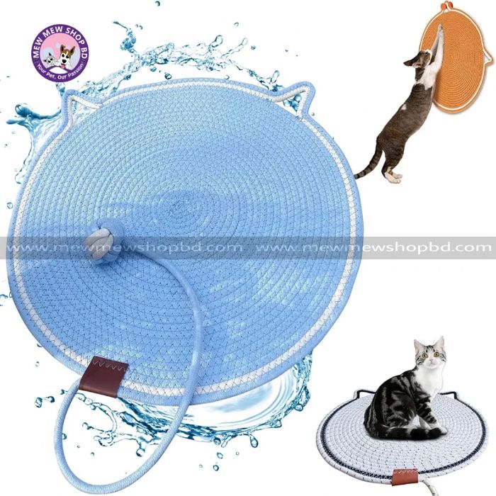 Multipurpose Woven Cotton Cord Cat Scratching / scratcher Pad as Pet Bed with Teaser Ball