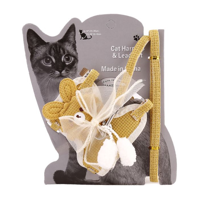 Bow Type Cartoon Design Pet Cat Adjustable Harness with Leash