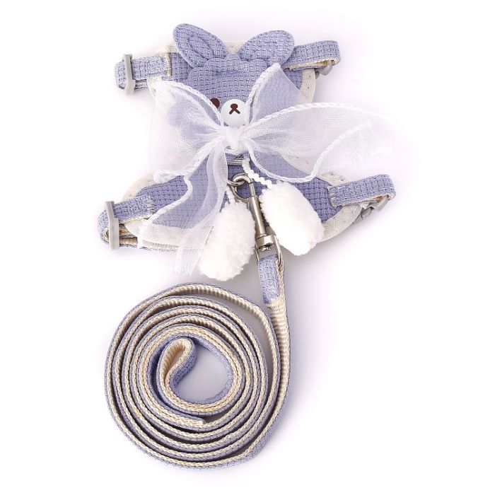 Bow Type Cartoon Design Pet Cat Adjustable Harness with Leash