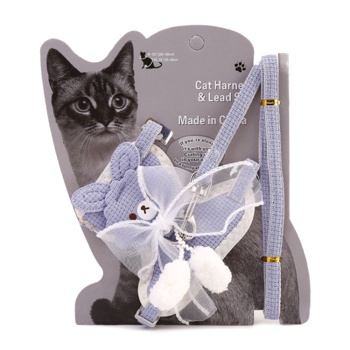 Bow Type Cartoon Design Pet Cat Adjustable Harness with Leash