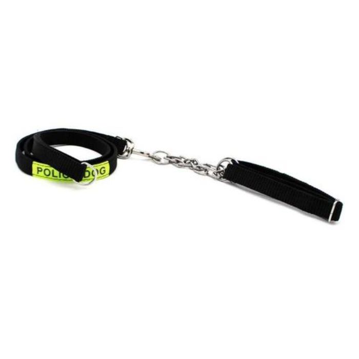 Police Dog Printed Adjustable Choke Collar with Leash for Puppy & Dog