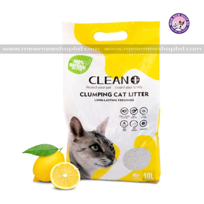 Clean Plus Clumping litter for Cats (Lemon) 10L