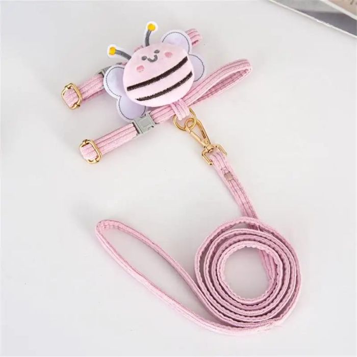 Bee Design Fashionable Adjustable Pet Cat Body Harness with Leash