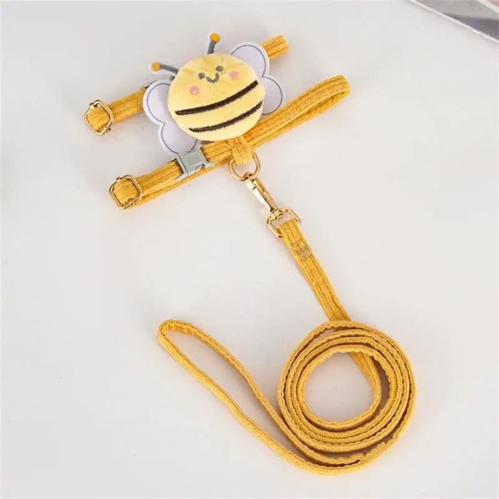 Bee Design Fashionable Adjustable Pet Cat Body Harness with Leash