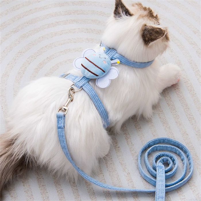 Bee Design Fashionable Adjustable Pet Cat Body Harness with Leash