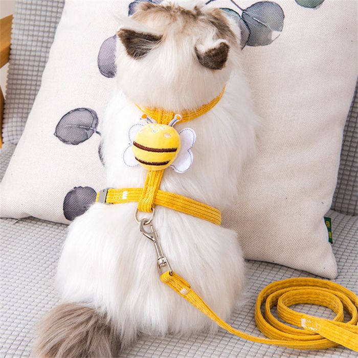 Bee Design Fashionable Adjustable Pet Cat Body Harness with Leash