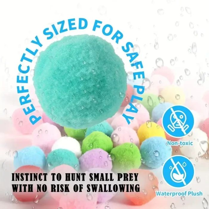 20pcs Cat Plush Ball with Toy Gun Plush Ball Firing Gun Teaser for Pet Cat