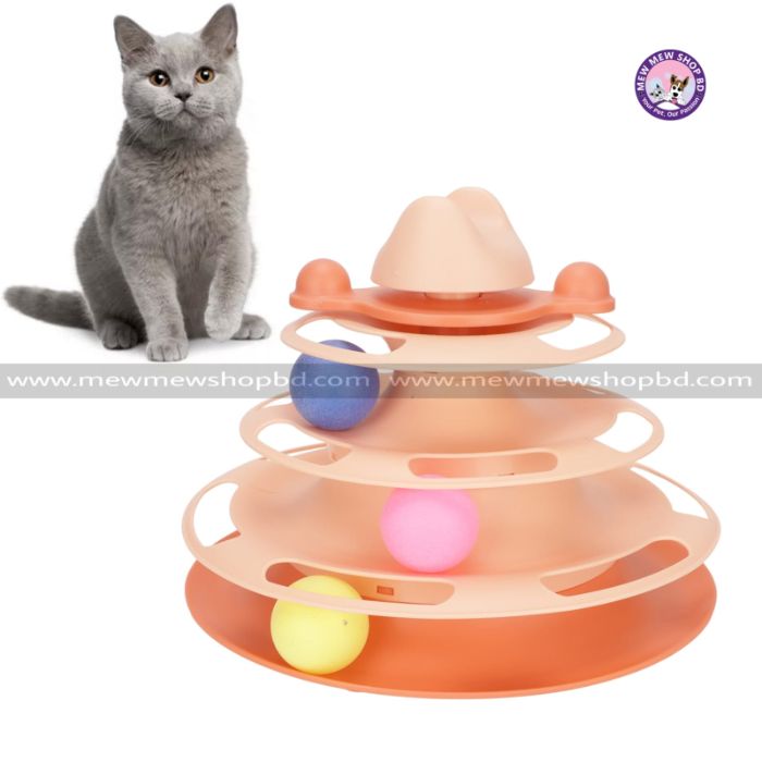 Pet Cat Tower Toy With Turnable Three color Ball