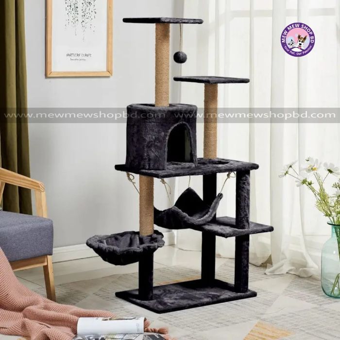 5 Step Cat Scratching Post/ Tree with Two Hammock for Pet Cat