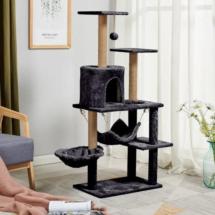 5 Step Cat Scratching Post/ Tree with Two Hammock for Pet Cat