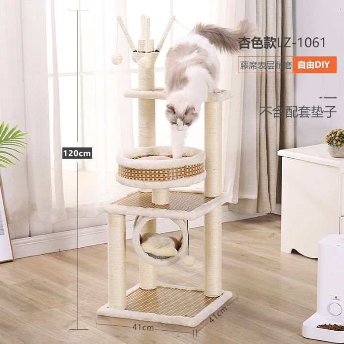 Pet Cat Scratching Post / Tree with Sleeping Bed & Tunnel having 4pcs Sisal Stick Ball