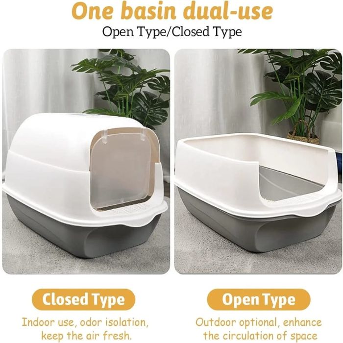 Twin System Detachable Closed Litter box with Scoop for Pet Cat (Inside Dhaka Only)