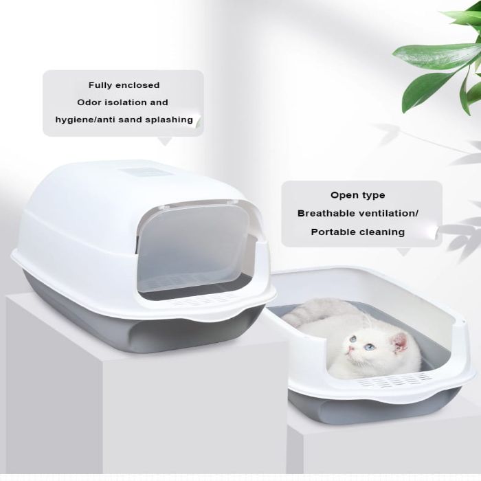 Twin System Detachable Closed Litter box with Scoop for Pet Cat (Inside Dhaka Only)