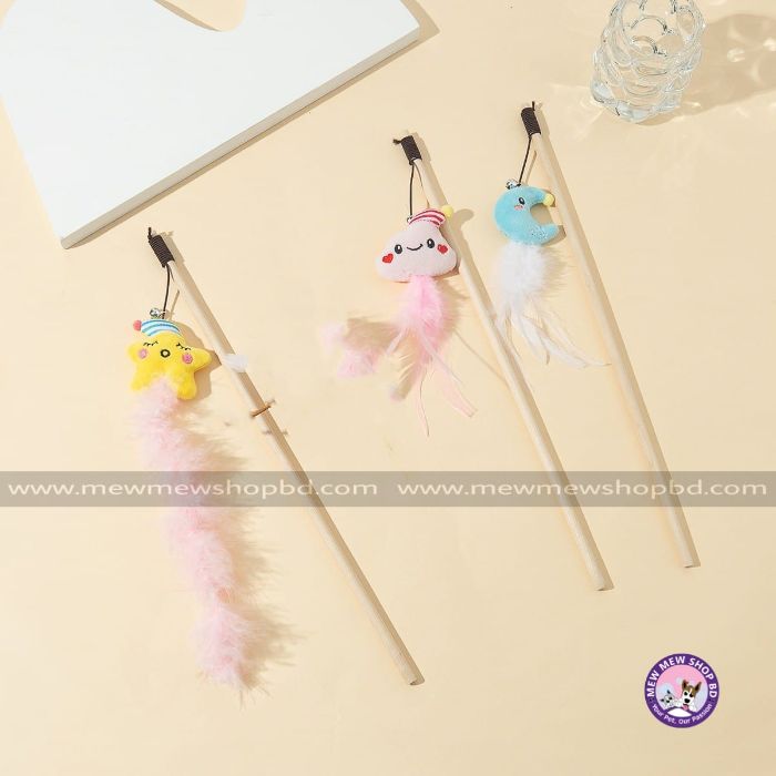 Handmade Wooden Cartoon Design Pet Cat Teaser Toy