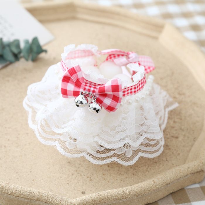 Adjustable Pet Cat & Puppy Bow Scarf Collar with Bell