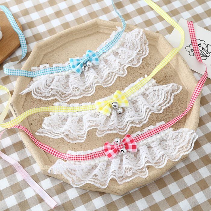 Adjustable Pet Cat & Puppy Bow Scarf Collar with Bell