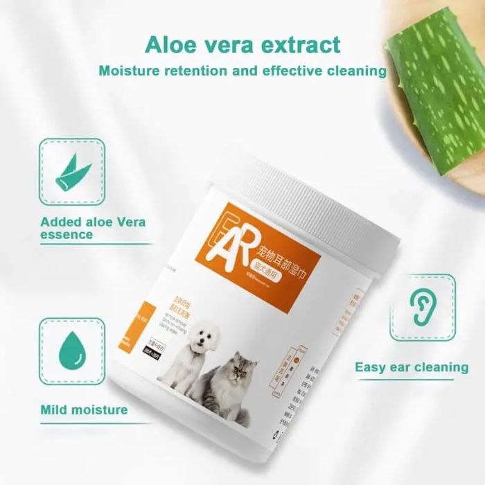 Pet Ear Wipes to Wipe Ears for Dogs & Cats Ear Cleaning (130 pcs)