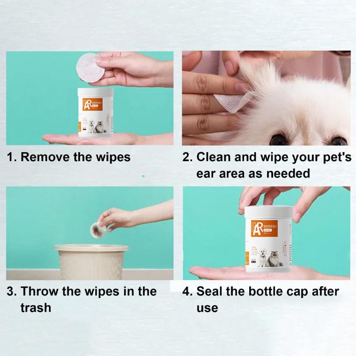 Pet Ear Wipes to Wipe Ears for Dogs & Cats Ear Cleaning (130 pcs)