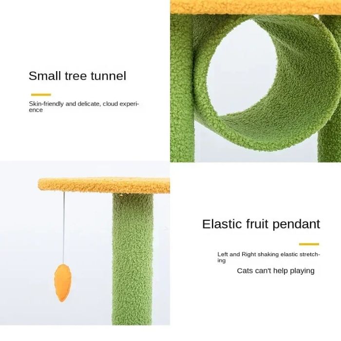 Cat Leaf Design Scratching Post / Tree with Tunnel & Sleeping House