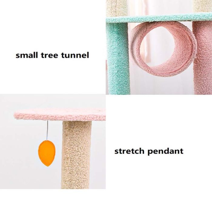 Cat Leaf Design Scratching Post / Tree with Tunnel & Sleeping House