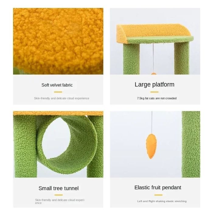 Cat Leaf Design Scratching Post / Tree with Tunnel & Sleeping House