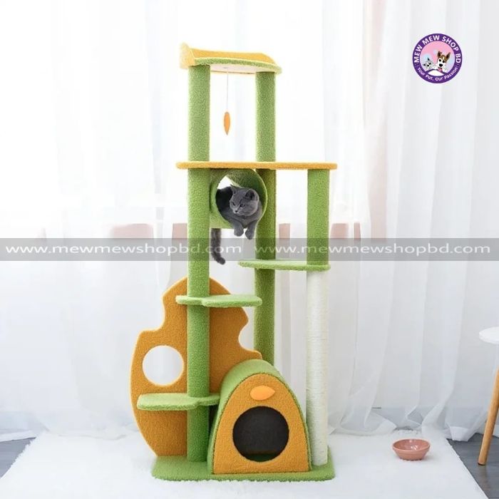 Cat Leaf Design Scratching Post / Tree with Tunnel & Sleeping House