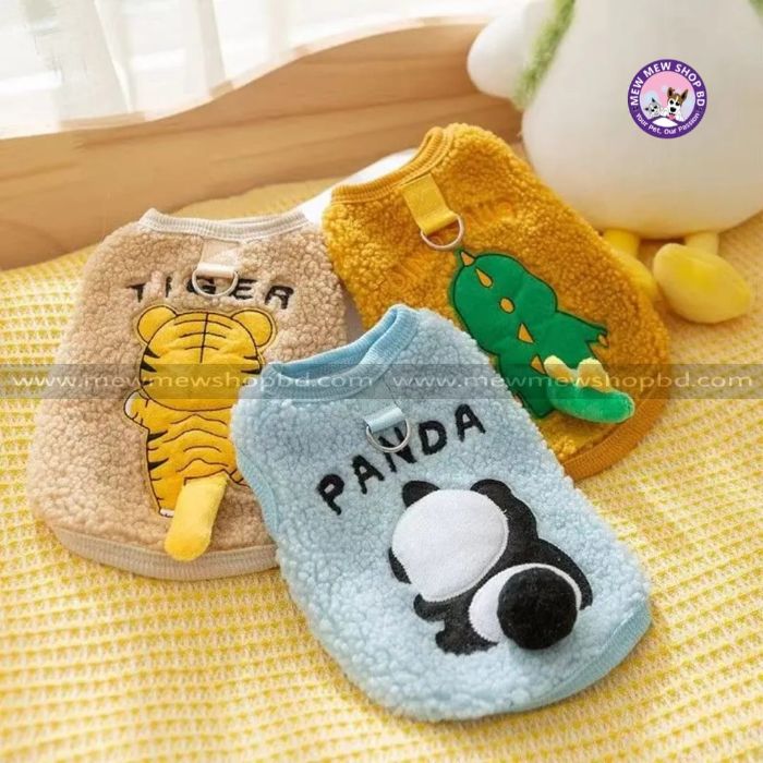 Animal Cartoon Design Pet Cat & Puppy Sleeveless Sweater / Dress with Traction Buckle for Winter ( No Exchange )