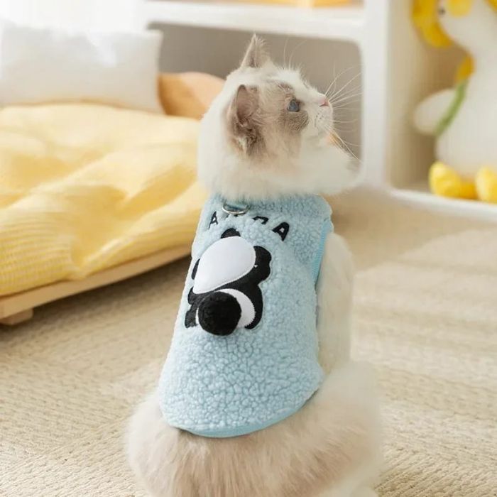 Animal Cartoon Design Pet Cat & Puppy Sleeveless Sweater / Dress with Traction Buckle for Winter ( No Exchange )