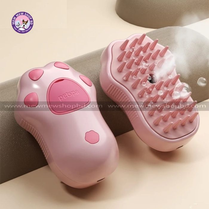 PetSpa 3-in-1 Electric Pet Grooming Brush Steamy Spray, Hair Removal, and Massage for Cats and Dogs