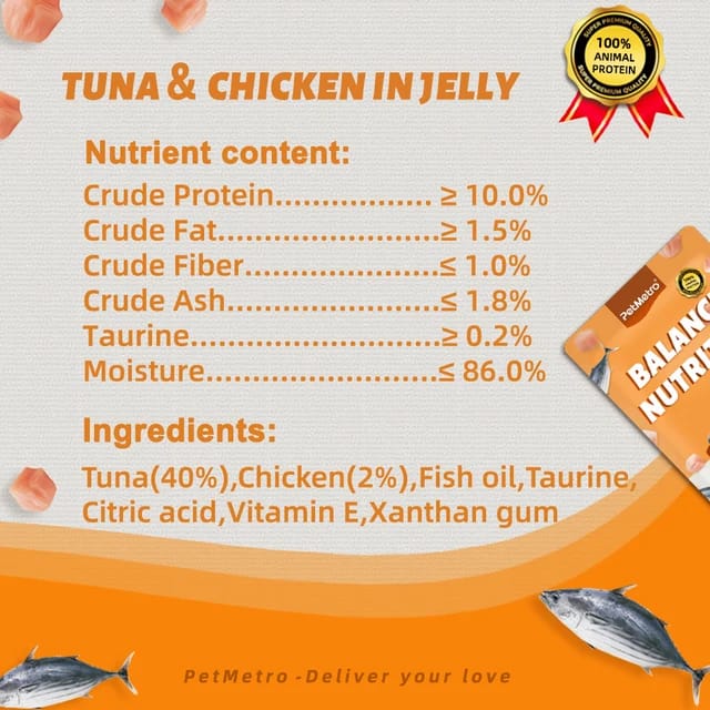 PetMetro Balance Nutrition Cat Pouch Tuna and Chicken in Jelly 85g