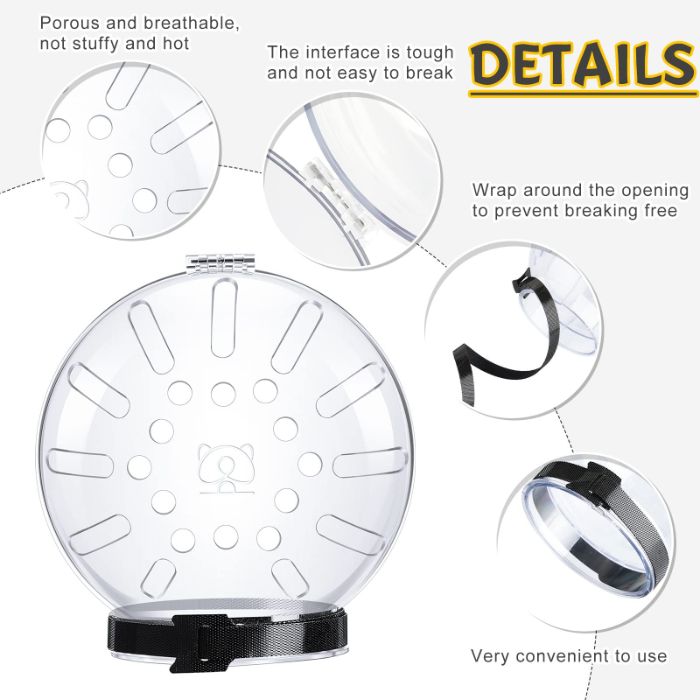 Premium Pet Cat Round Breathable Helmet Protective Cats Prevent Biting Transparent Head Shield for Grooming