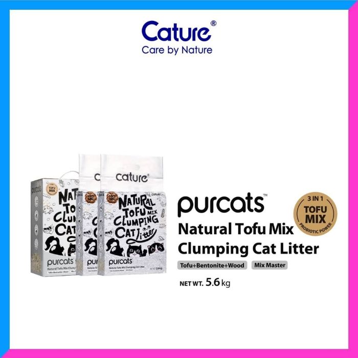 Cature Natural Mix Clumping Cat Litter Tofu, Bentonite and Wood 14L/5.6 kg