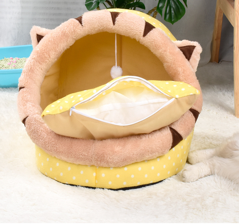 Comfortable Cartoon Cat House for Pet Cat & Puppy Yellow