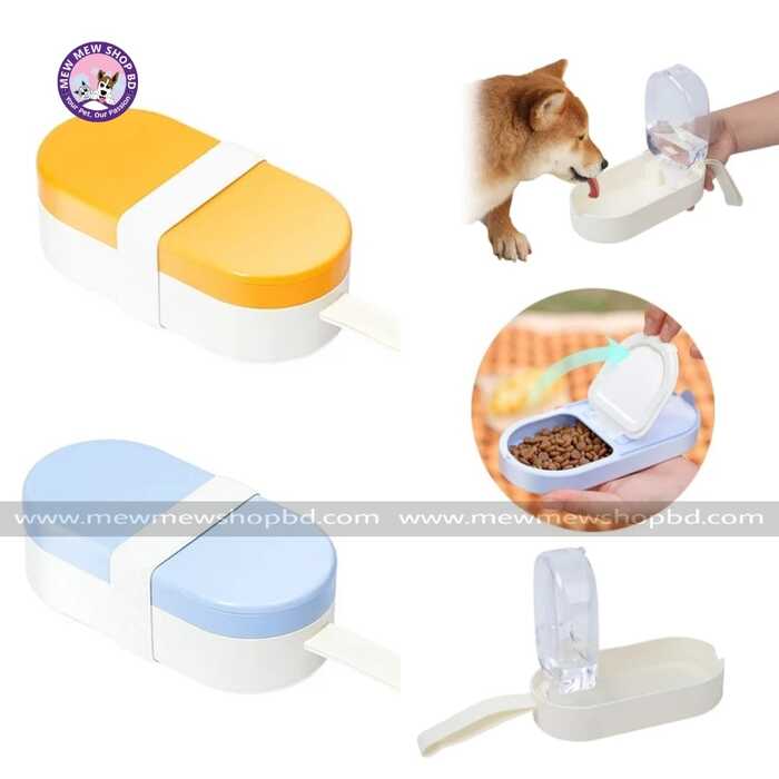 2 in 1 Portable Pet Water Bottle and Food Container Leak Proof Dispenser for Cats and Dogs