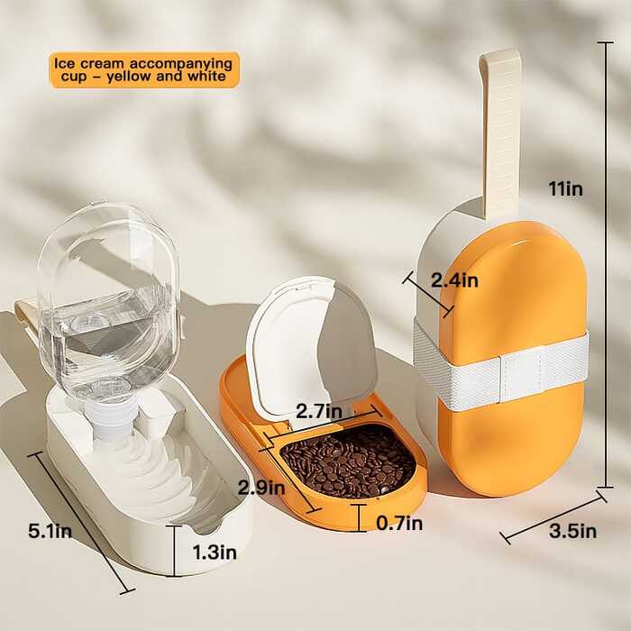 2 in 1 Portable Pet Water Bottle and Food Container Leak Proof Dispenser for Cats and Dogs