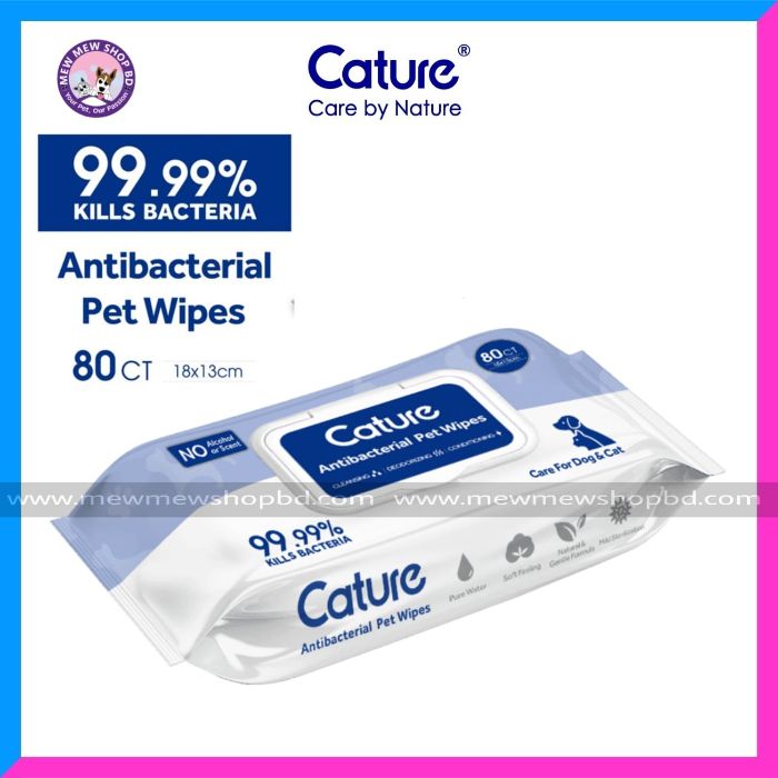 Cature Antibacterial Pet Wipes 80pcs