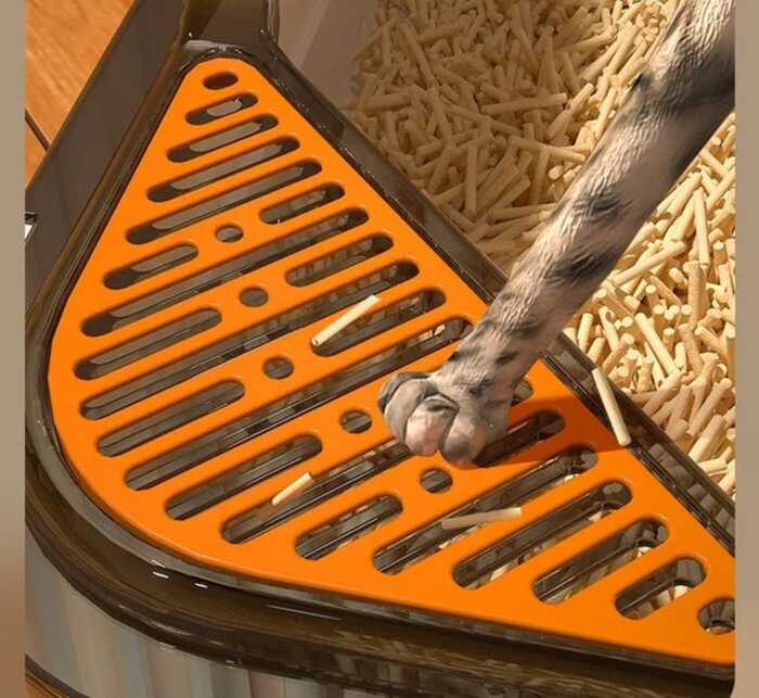 Corner Cut Extra Large Semi-Enclosed Litter Box for Cats