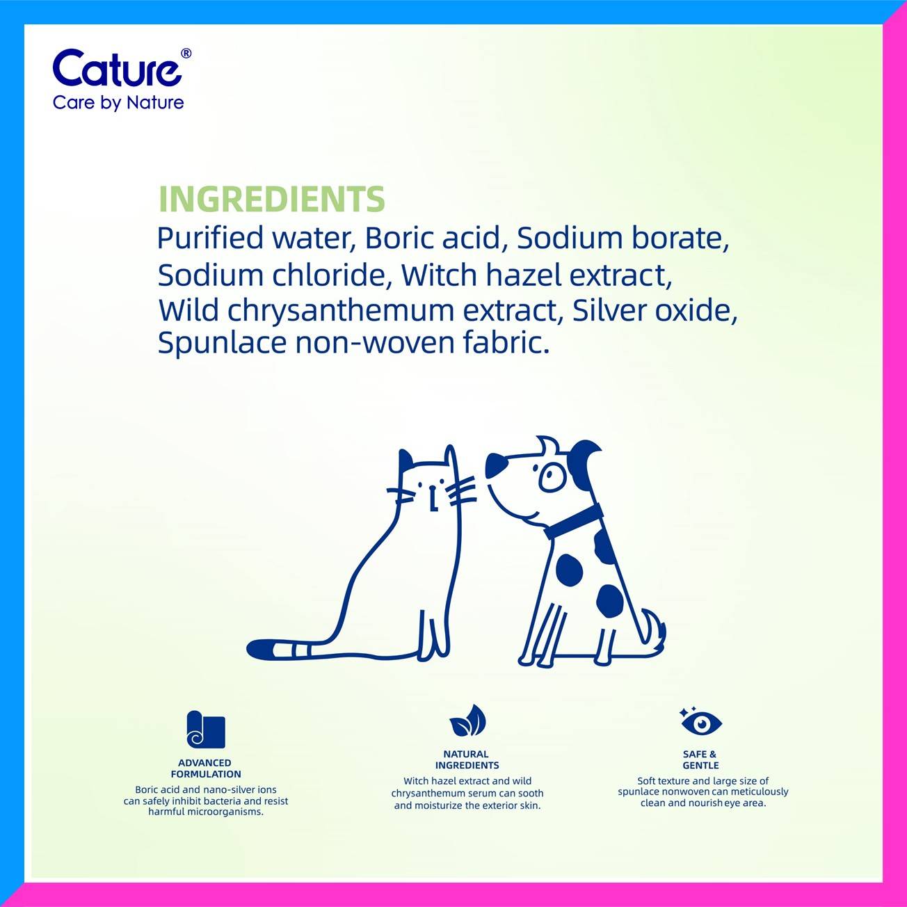 Cature Pet Eye Wipes 100 Sheets for Dog and Cat