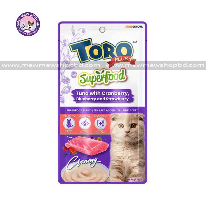 Toro Plus Superfood Cat Treat - Tuna with Cranberry, Blueberry, and Strawberry (14g x 5 pcs)