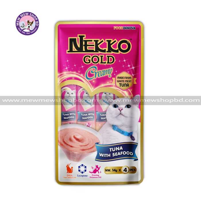 Nekko Gold Creamy Stick Cat Treat with Tuna & Seafood 14g x 4pcs